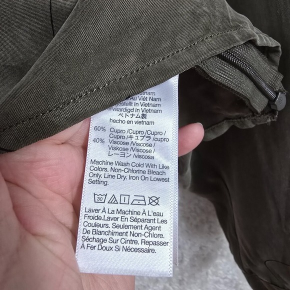 Madewell Brushed Ruched Front Top Womens 4 Green Long Sleeve Cupro V-Neck Earthy - Picture 7 of 12